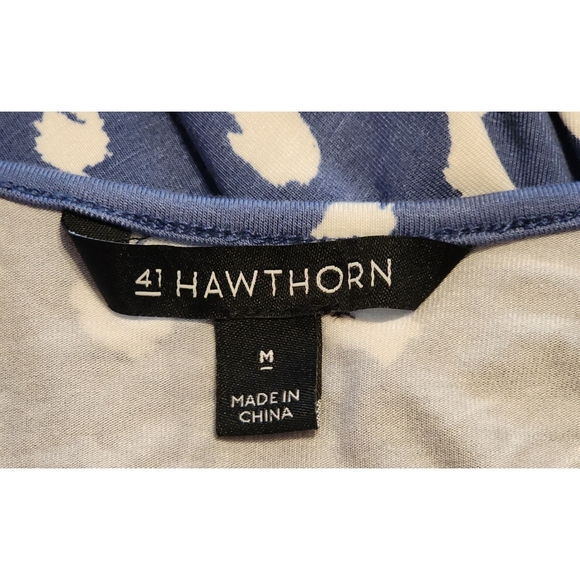 41 Hawthorn Mini Dress Blue W/ White Polka Dots Short Flutter Sleeves Size M - Picture 6 of 6